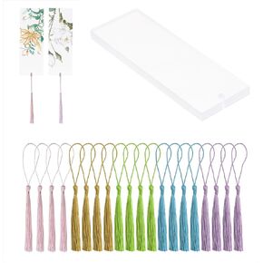 Blank Clear Acrylic Book Page Mark Penta Angel 20Pcs Plastic Craft Transparent Acrylic Page Markers with 20Pcs Small Book Page Marks Tassels for DIY Projects and Graduation Gift Tag (Semicircle)