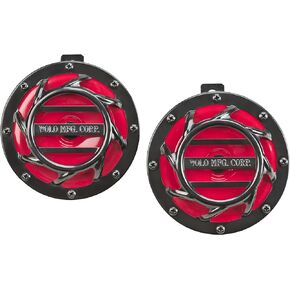 Wolo (308-2T) Sonic Blast Red and Black Painted Horns - 12 Volt, Low and High Tone
