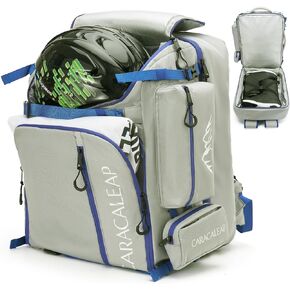Ski Boots Bag Backpack 61L, Fully Padded Ski Snowboard Gear Bag Travel Backpack for Ski Helmet Goggles Gloves Snowboard, Ski Backpack Water-Resistant Snow Skiing Boots Helmet Travel Bag Durable