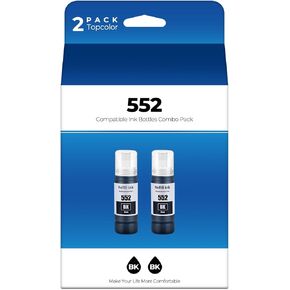552 Black Ink Bottles ET-8550 ET-8500 Replacement for Epson 552 Ink Refill Bottle (2 Black) Work for Ecotank Photo ET-8550 ET-8500 ET 8550 ET 8500 ET8550 ET8500 8550 8500 Supertank Printer