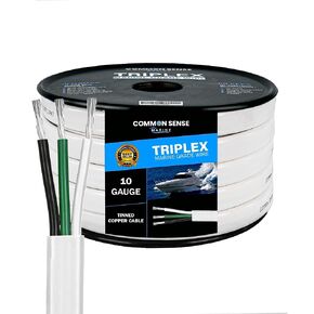10 Gauge 3 Conductor Marine Wire - 13 ft Triplex Round Marine Grade Wire Tinned Copper Oxygen-Free Insulated - 10/3 AWG UL 1426 Standard PVC Wire for Boat, Automotive, Speakers, Camper & Trailers
