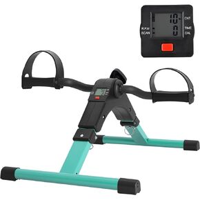 Folding Pedal Exerciser - Mini Exercise Bike Under Desk Bike Pedal Exerciser with LCD Display for Arms and Legs Workout, Portable Desk Bike Peddler Machine for Adults & Seniors