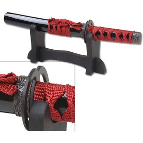 MASTER USA – Letter Opener – Historical Short Sword – 9.50-inches Overall, Red Cord Wrapped Handle, Black Lacquer Scabbard, Includes Sword Stand, SW-1811BK – Collectible, Display, Replicas