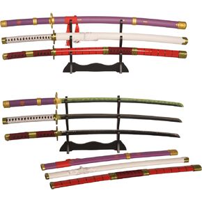 Roronoa Zoro 3 Piece Set Swords Kitetsu Yama Enma Wado Ichimonji with Display Stand Zoro Role Play Accessories Made of Metal,for Role-Playing and Collection Two Combinations Available