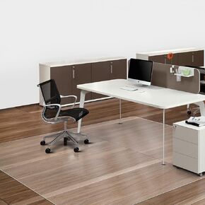Chair Mat for Carpet, SALLOUS 46" x 60" Office Chair Mat for Carpeted Floors, Heavy Duty Chair Mat with Grips, Floor Protector Computer Desk Chair Mat for Home Office (Clear, Rectangular)