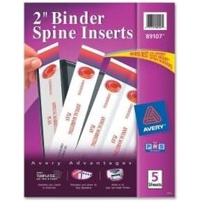Avery Binder Spine Inserts, for 1 Inch Ring Binders with 1.4" Spine Width, 40 Cardstock View Binder Spine ID Inserts (89103)