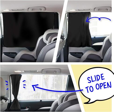 ggomaART Car Side Window Sun Shade - Universal Reversible Magnetic Curtain for Baby and Kids with Sun Protection Block Damage from Direct Bright Sunlight, and Heat - 1 Piece of Black Mesh in Kuwait