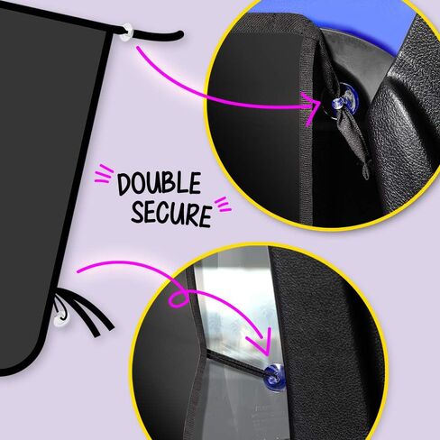 ggomaART Car Side Window Sun Shade - Universal Reversible Magnetic Curtain for Baby and Kids with Sun Protection Block Damage from Direct Bright Sunlight, and Heat - 1 Piece of Black Mesh in Kuwait