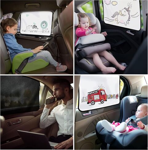 ggomaART Car Side Window Sun Shade - Universal Reversible Magnetic Curtain for Baby and Kids with Sun Protection Block Damage from Direct Bright Sunlight, and Heat - 1 Piece of Black Mesh in Kuwait