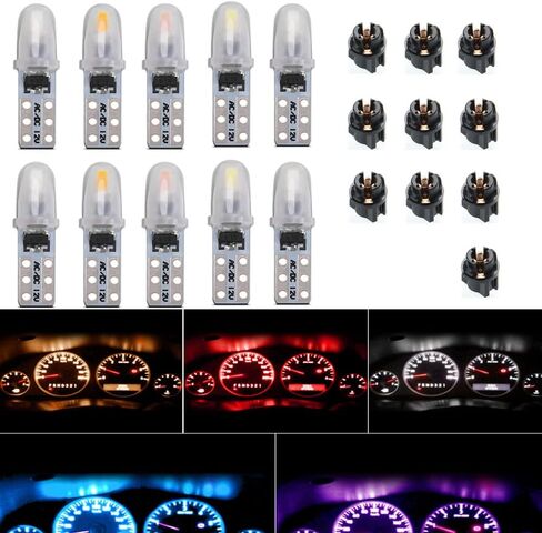 WeiXuan 10 قطع من مصابيح داش PC74 Twist Locket المقبس إسفين T5 LED لمبة 37 74 2721، مصابيح مجموعة أدوات لوحة القيادة (أبيض) in Saudi Arabia
