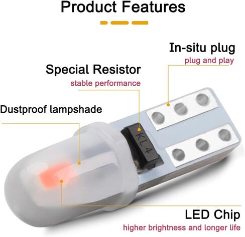 WeiXuan 10 قطع من مصابيح داش PC74 Twist Locket المقبس إسفين T5 LED لمبة 37 74 2721، مصابيح مجموعة أدوات لوحة القيادة (أبيض) in Saudi Arabia