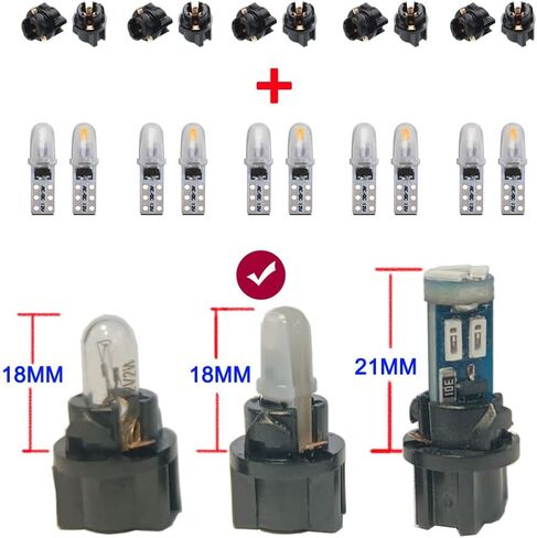WeiXuan 10 قطع من مصابيح داش PC74 Twist Locket المقبس إسفين T5 LED لمبة 37 74 2721، مصابيح مجموعة أدوات لوحة القيادة (أبيض) in Saudi Arabia