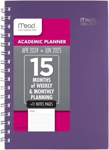 Mead Planner 2024-2025 Academic, Weekly & Monthly, 8 1/2" x 11", Large, Basic, Purple (CAW62059) in Saudi Arabia