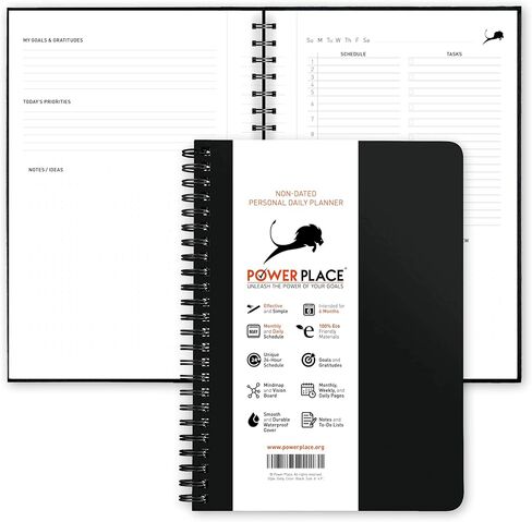 مخطط يومي - مخطط حياة احترافي، تقويم ومجلة امتنان لزيادة الإنتاجية وإدارة الوقت والسعادة - غلاف ناعم من الجلد النباتي، 6 أشهر، مخطط أعمال غير مؤرخ لمدة 24 ساعة in Kuwait