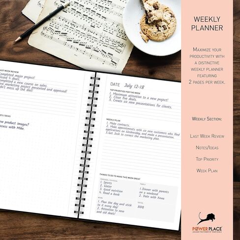 مخطط يومي - مخطط حياة احترافي، تقويم ومجلة امتنان لزيادة الإنتاجية وإدارة الوقت والسعادة - غلاف ناعم من الجلد النباتي، 6 أشهر، مخطط أعمال غير مؤرخ لمدة 24 ساعة in Kuwait