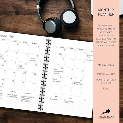 مخطط يومي - مخطط حياة احترافي، تقويم ومجلة امتنان لزيادة الإنتاجية وإدارة الوقت والسعادة - غلاف ناعم من الجلد النباتي، 6 أشهر، مخطط أعمال غير مؤرخ لمدة 24 ساعة in Kuwait