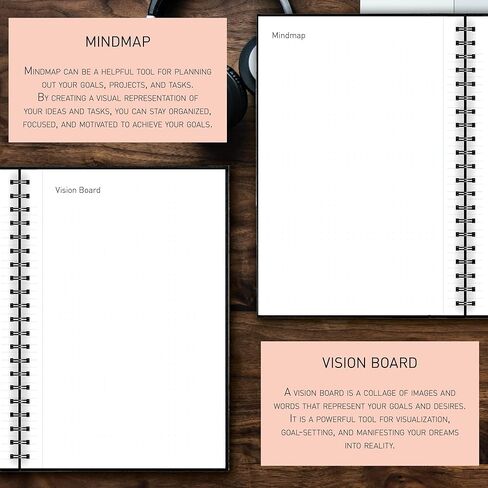 مخطط يومي - مخطط حياة احترافي، تقويم ومجلة امتنان لزيادة الإنتاجية وإدارة الوقت والسعادة - غلاف ناعم من الجلد النباتي، 6 أشهر، مخطط أعمال غير مؤرخ لمدة 24 ساعة in Kuwait