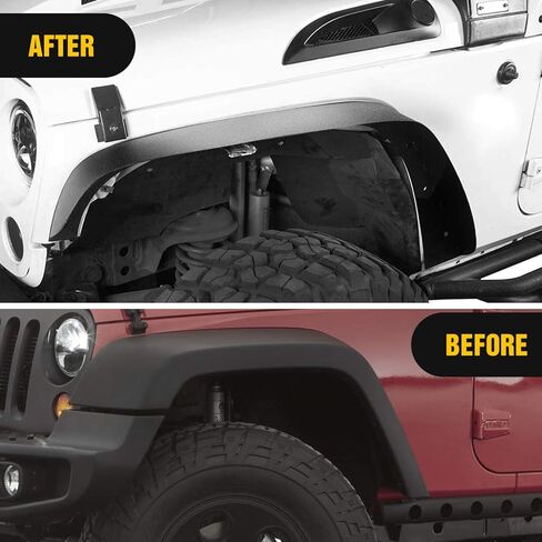 طقم مشاعل Nilight للطرق الوعرة متوافق مع 2007-2018 Wrangler JK (2/4 أبواب) مصدات سوداء متينة من الفولاذ الصلب للخدمة الشاقة لـ JK أمامي وخلفي مسطح 4 قطع، ضمان لمدة عامين (JK-63D) in Kuwait