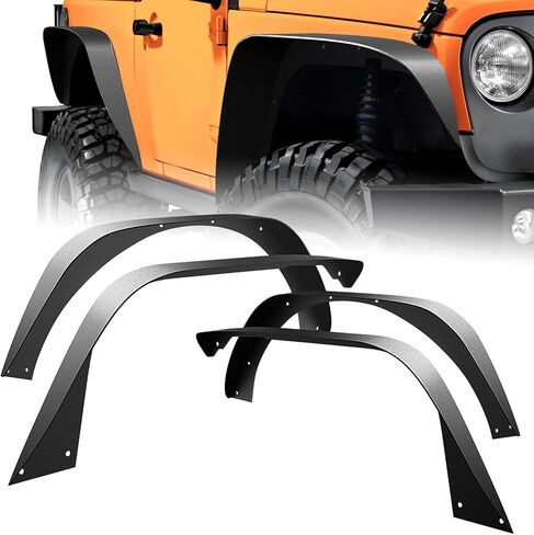 Nilight Off-Road Fender Flares Kit Compatible with 2007-2018 Wrangler JK (2/4 Doors) Heavy-Duty Solid Steel Black Textured Fenders for Unlimited JK Front & Rear Flat-4pcs,2 Years Warranty (JK-63D) in Saudi Arabia