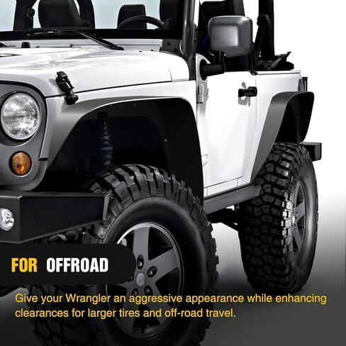 Nilight Off-Road Fender Flares Kit Compatible with 2007-2018 Wrangler JK (2/4 Doors) Heavy-Duty Solid Steel Black Textured Fenders for Unlimited JK Front & Rear Flat-4pcs,2 Years Warranty (JK-63D) in Saudi Arabia
