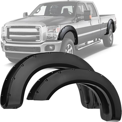 مجموعة مشاعل YITAMOTOR متوافقة مع 2008-2010 Ford F-250 F-350 Super Duty، لمسة نهائية سوداء ناعمة للعجلات الخلفية الأمامية طراز برشام الجيب in Kuwait
