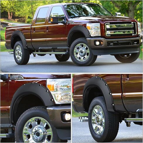 مجموعة مشاعل YITAMOTOR متوافقة مع 2008-2010 Ford F-250 F-350 Super Duty، لمسة نهائية سوداء ناعمة للعجلات الخلفية الأمامية طراز برشام الجيب in Kuwait