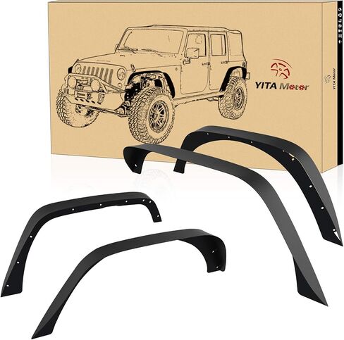 YITAMOTOR Flat Front & Rear Fender Flares Compatible with 1997-2006 Jeep Wrangler TJ, 4 PCS Off-Road Steel Wheel Flares Set in Saudi Arabia