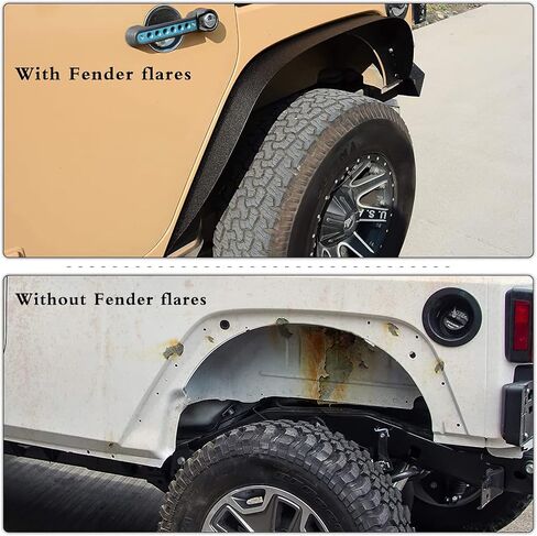 YITAMOTOR Flat Front & Rear Fender Flares Compatible with 1997-2006 Jeep Wrangler TJ, 4 PCS Off-Road Steel Wheel Flares Set in Saudi Arabia