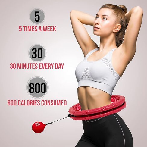 Infinity Weighted Hula Fit Hoop for Adult Weight Loss, 2 in 1 Smart Fitness Exercise Hoop for Women Abs Workout, Fit on Form 24/28/32 Detachable Knots in Saudi Arabia