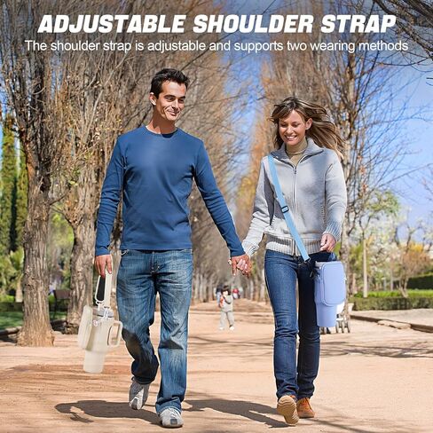 Herseme Water Bottle Tumbler Carrier Bag with Phone Pocket for Stanley, 40oz Tumbler Holder Simple with Adjustable Strap Modern Neoprene for Quencher Cup Accessories Travel, Light Green in Kuwait