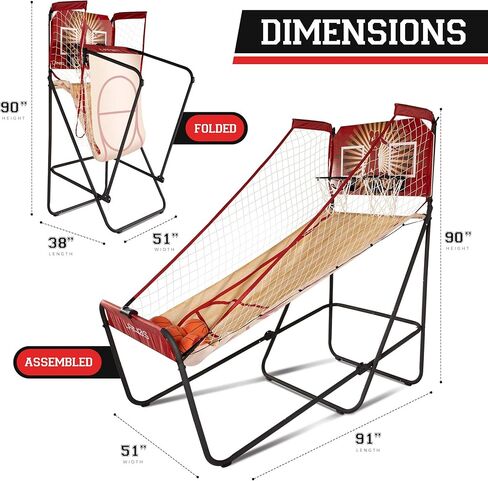 لعبة لانوس لكرة السلة أركيد، تسديدة دائرية إلكترونية مزدوجة، لاعبان أو لاعب واحد، مع 6 كرات سلة - كرة سلة داخلية مع 8 أوضاع لعب - ألعاب أركيد ممتازة للمنزل in Kuwait