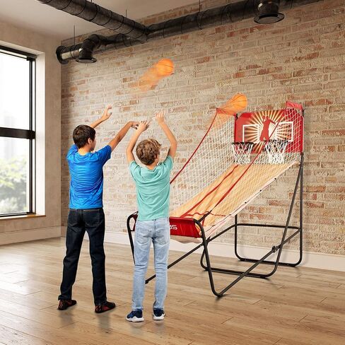 لعبة لانوس لكرة السلة أركيد، تسديدة دائرية إلكترونية مزدوجة، لاعبان أو لاعب واحد، مع 6 كرات سلة - كرة سلة داخلية مع 8 أوضاع لعب - ألعاب أركيد ممتازة للمنزل in Kuwait