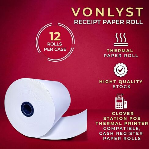 Thermal Receipt Paper Rolls 3 1/8" x 230' for Clover Station (06 rolls) in Saudi Arabia