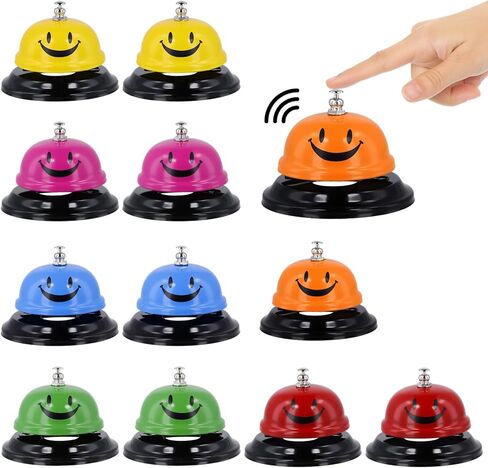 12 قطعة جرس خدمة جرس الاتصال، 6 ألوان حلقة جرس معدنية للخدمة، جرس طعام مبتسم، جرس اتصال للمكتب والمدرسة والفندق والمطاعم in Kuwait