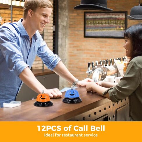 12 قطعة جرس خدمة جرس الاتصال، 6 ألوان حلقة جرس معدنية للخدمة، جرس طعام مبتسم، جرس اتصال للمكتب والمدرسة والفندق والمطاعم in Kuwait