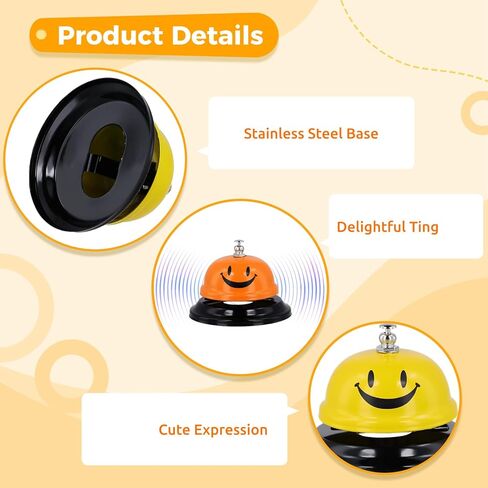 12 قطعة جرس خدمة جرس الاتصال، 6 ألوان حلقة جرس معدنية للخدمة، جرس طعام مبتسم، جرس اتصال للمكتب والمدرسة والفندق والمطاعم in Kuwait