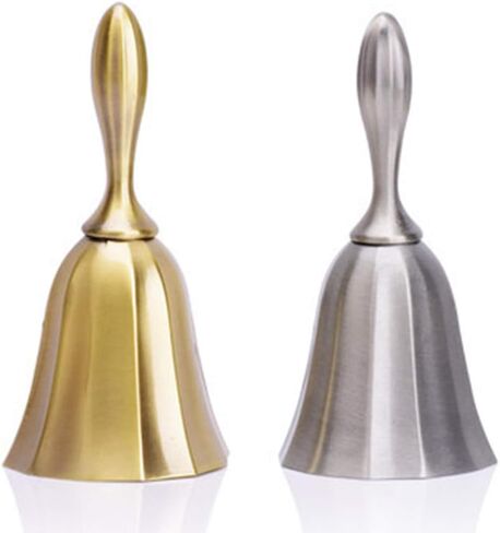 (None) Reception Dinner Hotel Classroom Bell Gold Silver for Adults hand bell for seniors Kid Counter Hall Table hand bell loud bells for adults (gold) in Saudi Arabia