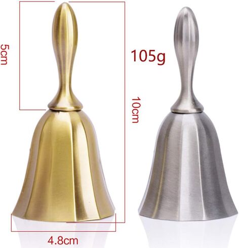 (None) Reception Dinner Hotel Classroom Bell Gold Silver for Adults hand bell for seniors Kid Counter Hall Table hand bell loud bells for adults (gold) in Saudi Arabia