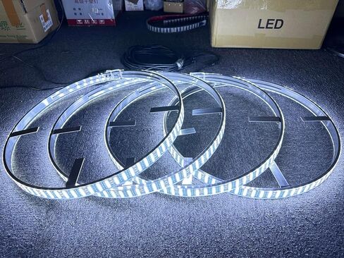 Sando Tech 15.5" Quad Row Pure White Rim Light Strobe/Breathe LED Illuminated Wheel Ring Light Switch/Remote Ctrl Black Base 1152Leds 100W Bright White Tire Lights(15.5inch) in Saudi Arabia