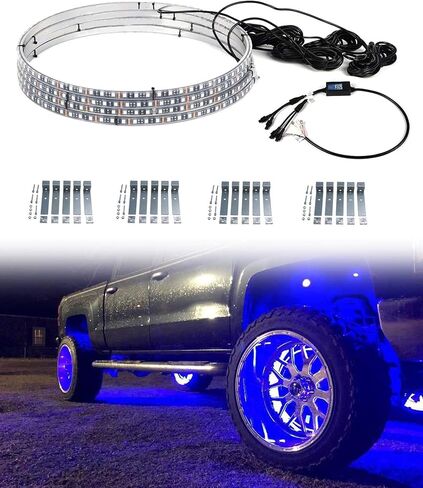 Exerock 4 قطع 14 بوصة ضوء عجلة 12 فولت مقاوم للماء LED مضيء حافة العجلة أضواء الإطارات 4 عبوات أضواء RGBW مع إشارة الانعطاف ووظيفة الكبح التي يتم التحكم فيها عن طريق جهاز التحكم عن بعد والتطبيق in Kuwait