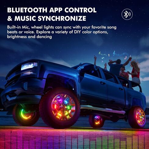 مصابيح عجلة صف مزدوج من Ehaho مقاس 15.5 بوصة، مصابيح LED لمطاردة الأحلام RGB أكثر سطوعًا مع تطبيق وجهاز تحكم عن بعد، أضواء حلقة عجلة الموسيقى مع إشارة الانعطاف والكبح متوافقة مع سيارات Jeep Trucks SUV (4 قطع) in Kuwait