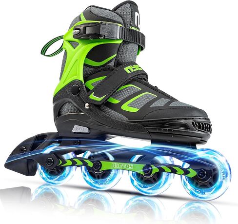 زلاجات مضمنة للأطفال والكبار، زلاجات مضمنة قابلة للتعديل للفتيات والفتيان، زلاجات دوارة للنساء والرجال مع عجلات مضيئة بالكامل in Kuwait