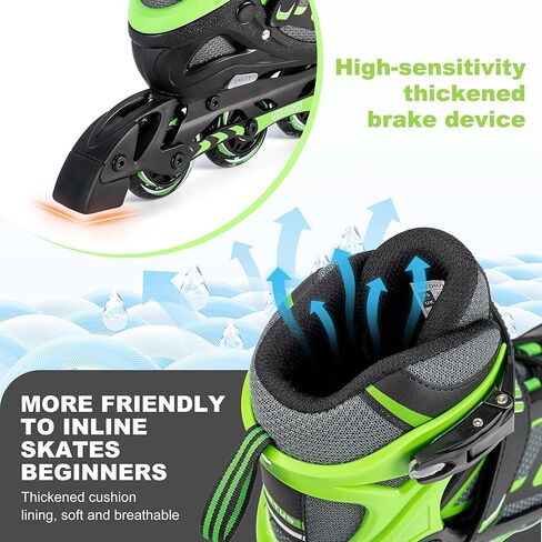 زلاجات مضمنة للأطفال والكبار، زلاجات مضمنة قابلة للتعديل للفتيات والفتيان، زلاجات دوارة للنساء والرجال مع عجلات مضيئة بالكامل in Kuwait