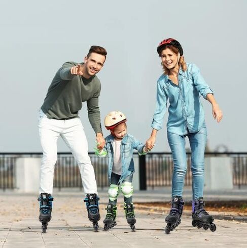 زلاجات مضمنة للأطفال والكبار، زلاجات مضمنة قابلة للتعديل للفتيات والفتيان، زلاجات دوارة للنساء والرجال مع عجلات مضيئة بالكامل in Kuwait