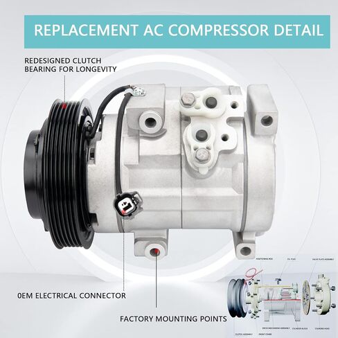 AC Compressor fit for 2005-2007 Honda Odyssey,2003-2007 Accord 3.0L,2005-2008 Pilot,2006 Ridgeline,2003-2006 Acura MDX 3.5L, 2004-2008 Acura TL # 38810RCAA01,CO 10736C Air Conditioning Compressor in Saudi Arabia