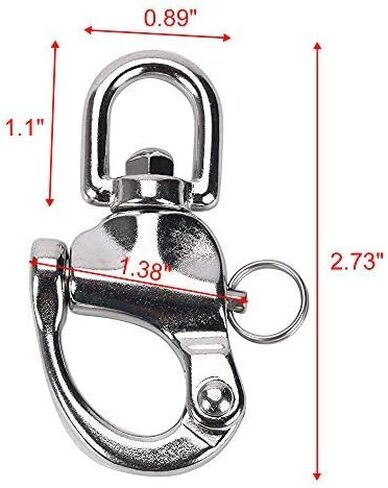 Amarine Made 4 Pack of Swivel Eye Snap Shackle Quick Release Bail Rigging Sailing Boat Marine 304 Stainless Steel for Sailboat Spinnaker Halyard (2-3/4") in Saudi Arabia
