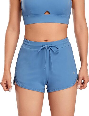 1a1a Women's Running Shorts Quick Dry Athletic Shorts for Women with Pockets High Waisted Workout Yoga Pants Black in Saudi Arabia