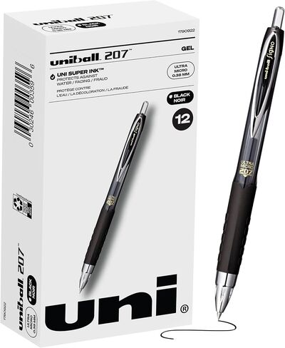Uniball Signo 207 Gel Pen 12 Pack, 0.38mm Ultra Micro Blue Pens, Gel Ink Pens | Office Supplies Sold by Uniball are Pens, Ballpoint Pen, Colored Pens, Gel Pens, Fine Point, Smooth Writing Pens in Saudi Arabia