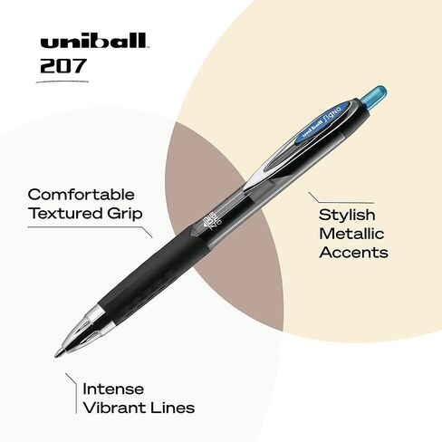 Uniball Signo 207 Gel Pen 12 Pack, 0.38mm Ultra Micro Blue Pens, Gel Ink Pens | Office Supplies Sold by Uniball are Pens, Ballpoint Pen, Colored Pens, Gel Pens, Fine Point, Smooth Writing Pens in Saudi Arabia