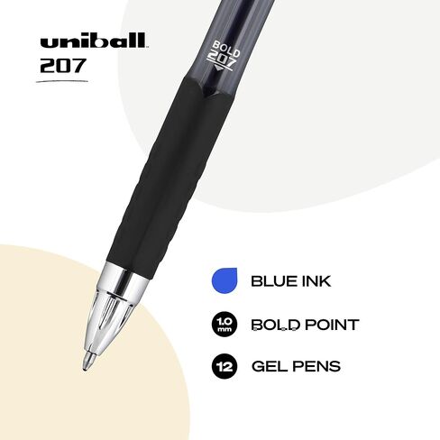 Uniball Signo 207 Gel Pen 12 Pack, 0.38mm Ultra Micro Blue Pens, Gel Ink Pens | Office Supplies Sold by Uniball are Pens, Ballpoint Pen, Colored Pens, Gel Pens, Fine Point, Smooth Writing Pens in Saudi Arabia
